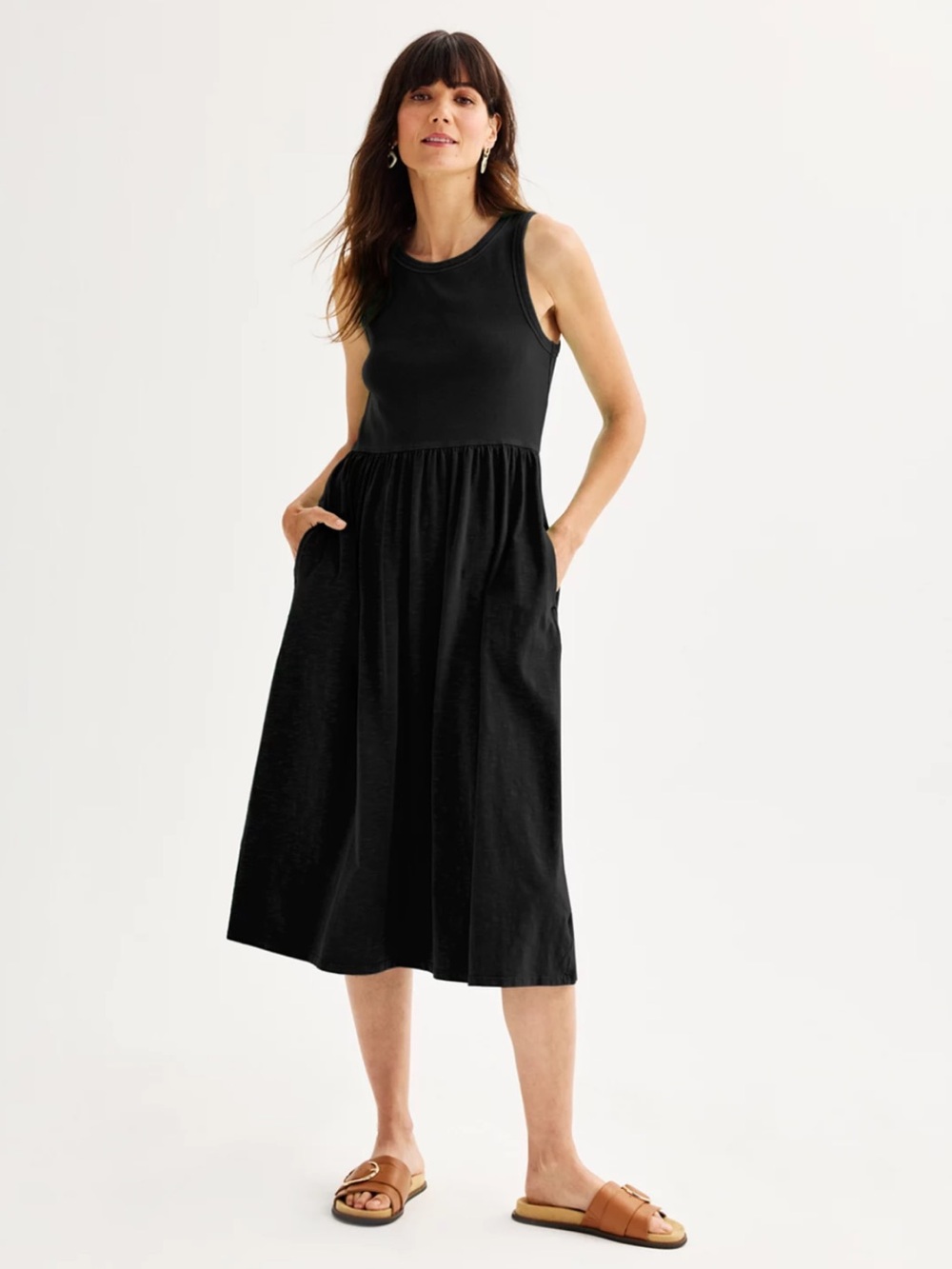 Sonoma Kohl’s Black Sleeveless Mix Media Summer Maxi Dress Size Large